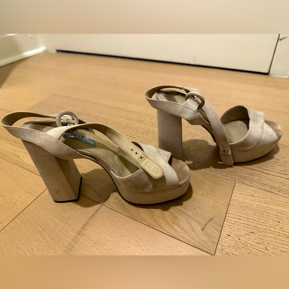 Prada platform suede sandals